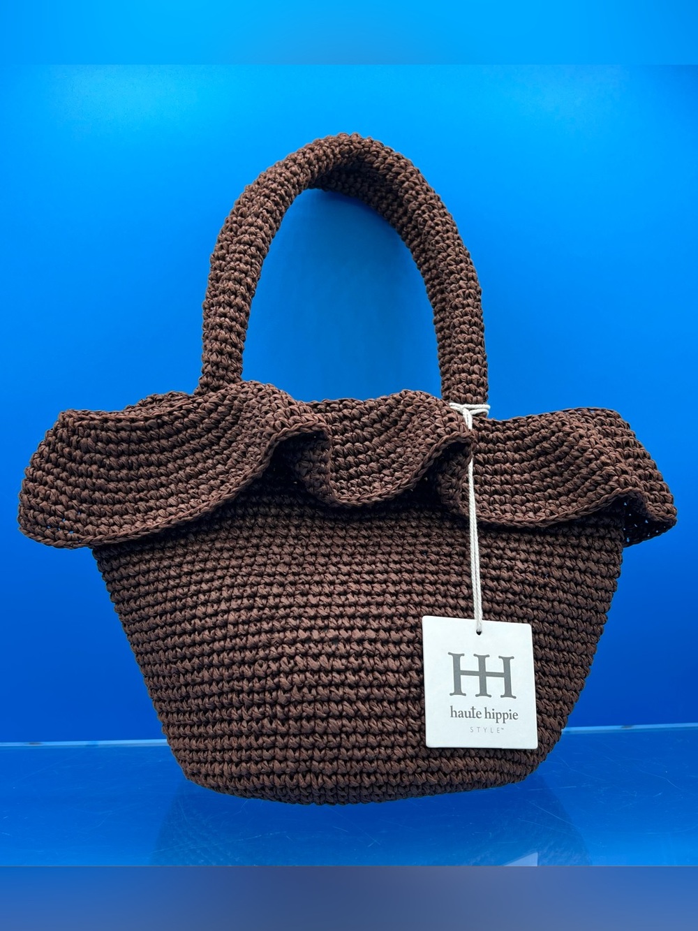 Haute Hippie Ruffled Brown Raffia Handbag, NWT - Picture 1 of 10